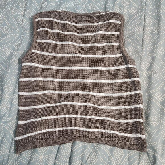 Women's White and Brown Crop-top - Picture 2 of 2